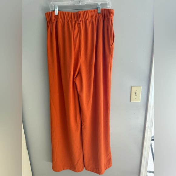 Halara Flex High Waisted Pocket Wide Leg Waffle Dress Pants Womens SZ XL Orange - Picture 6 of 10